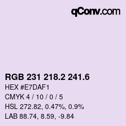 カラーコード: RGB 231 218.2 241.6 | qconv.com