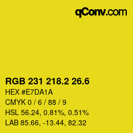 カラーコード: RGB 231 218.2 26.6 | qconv.com