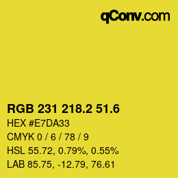 カラーコード: RGB 231 218.2 51.6 | qconv.com