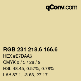 カラーコード: RGB 231 218.6 166.6 | qconv.com