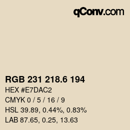 カラーコード: RGB 231 218.6 194 | qconv.com