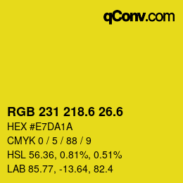 カラーコード: RGB 231 218.6 26.6 | qconv.com