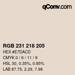 カラーコード: RGB 231 218 205 | qconv.com