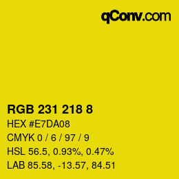 颜色代码: RGB 231 218 8 | qconv.com