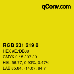 颜色代码: RGB 231 219 8 | qconv.com