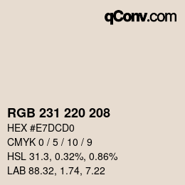 Código de color: RGB 231 220 208 | qconv.com