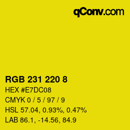 カラーコード: RGB 231 220 8 | qconv.com
