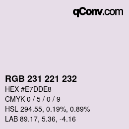 Color code: RGB 231 221 232 | qconv.com