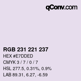 カラーコード: RGB 231 221 237 | qconv.com