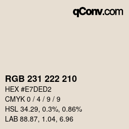 Código de color: RGB 231 222 210 | qconv.com
