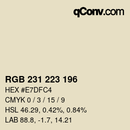 Code couleur: RGB 231 223 196 | qconv.com