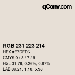 颜色代码: RGB 231 223 214 | qconv.com