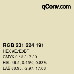 カラーコード: RGB 231 224 191 | qconv.com