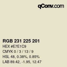 カラーコード: RGB 231 225 201 | qconv.com