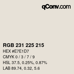 カラーコード: RGB 231 225 215 | qconv.com