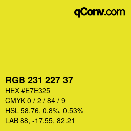Color code: RGB 231 227 37 | qconv.com