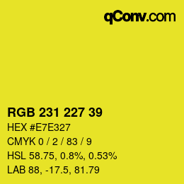 Color code: RGB 231 227 39 | qconv.com