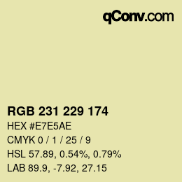 Código de color: RGB 231 229 174 | qconv.com