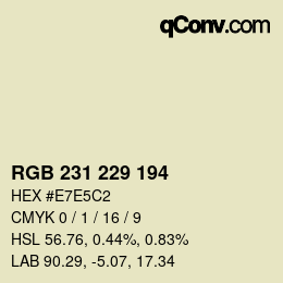 Color code: RGB 231 229 194 | qconv.com