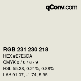 Código de color: RGB 231 230 218 | qconv.com