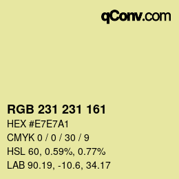 Color code: RGB 231 231 161 | qconv.com