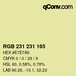 Color code: RGB 231 231 165 | qconv.com
