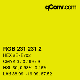 Color code: RGB 231 231 2 | qconv.com
