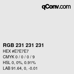 Color code: RGBA 231 231 231 1 | qconv.com