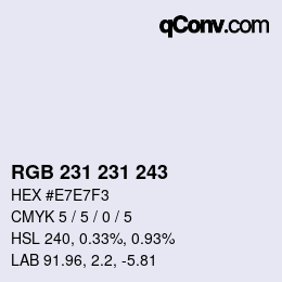 Color code: RGB 231 231 243 | qconv.com