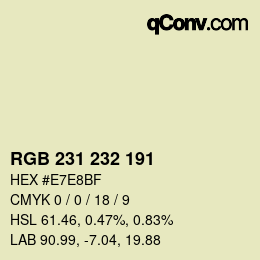 Color code: RGB 231 232 191 | qconv.com