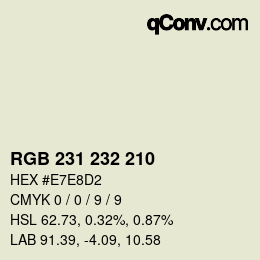 カラーコード: RGB 231 232 210 | qconv.com