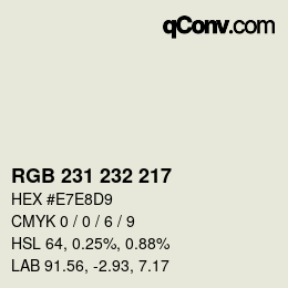 カラーコード: RGB 231 232 217 | qconv.com