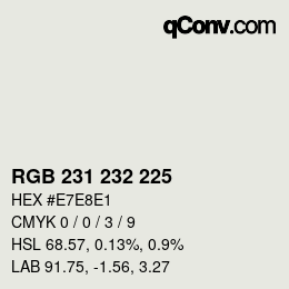 Color code: RGB 231 232 225 | qconv.com