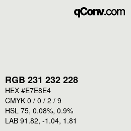 Código de color: RGB 231 232 228 | qconv.com
