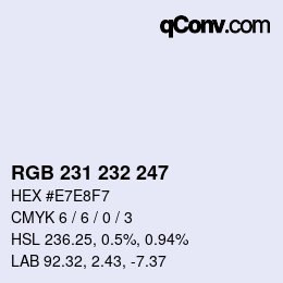 Color code: RGB 231 232 247 | qconv.com