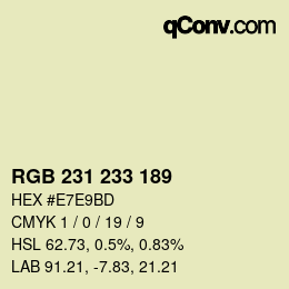 カラーコード: RGB 231 233 189 | qconv.com