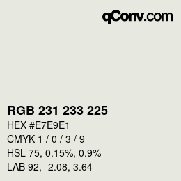 Color code: RGB 231 233 225 | qconv.com