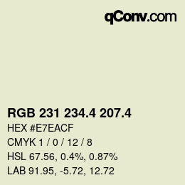 カラーコード: RGB 231 234.4 207.4 | qconv.com