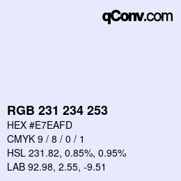 カラーコード: RGB 231 234 253 | qconv.com