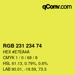 Color code: RGB 231 234 74 | qconv.com
