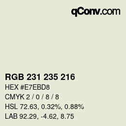 颜色代码: RGB 231 235 216 | qconv.com