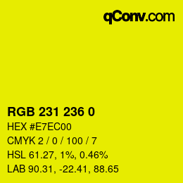 颜色代码: RGB 231 236 0 | qconv.com