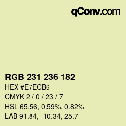 Color code: RGB 231 236 182 | qconv.com