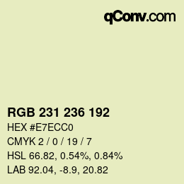 Color code: RGB 231 236 192 | qconv.com