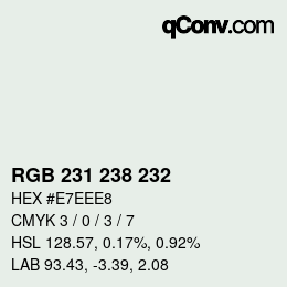 颜色代码: RGB 231 238 232 | qconv.com