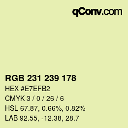 カラーコード: RGB 231 239 178 | qconv.com