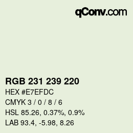 颜色代码: RGB 231 239 220 | qconv.com