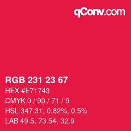 Color code: RGB 231 23 67 | qconv.com