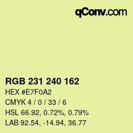 颜色代码: RGB 231 240 162 | qconv.com