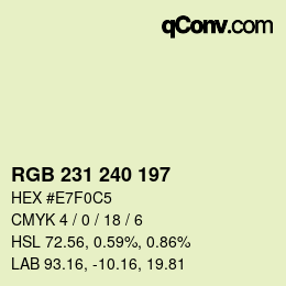 Color code: RGB 231 240 197 | qconv.com